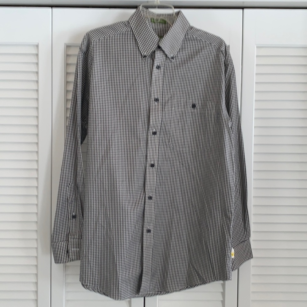 Orvis Black & White Check Long Sleeve Button Down Shirt Men’s 100% Cotton Size M